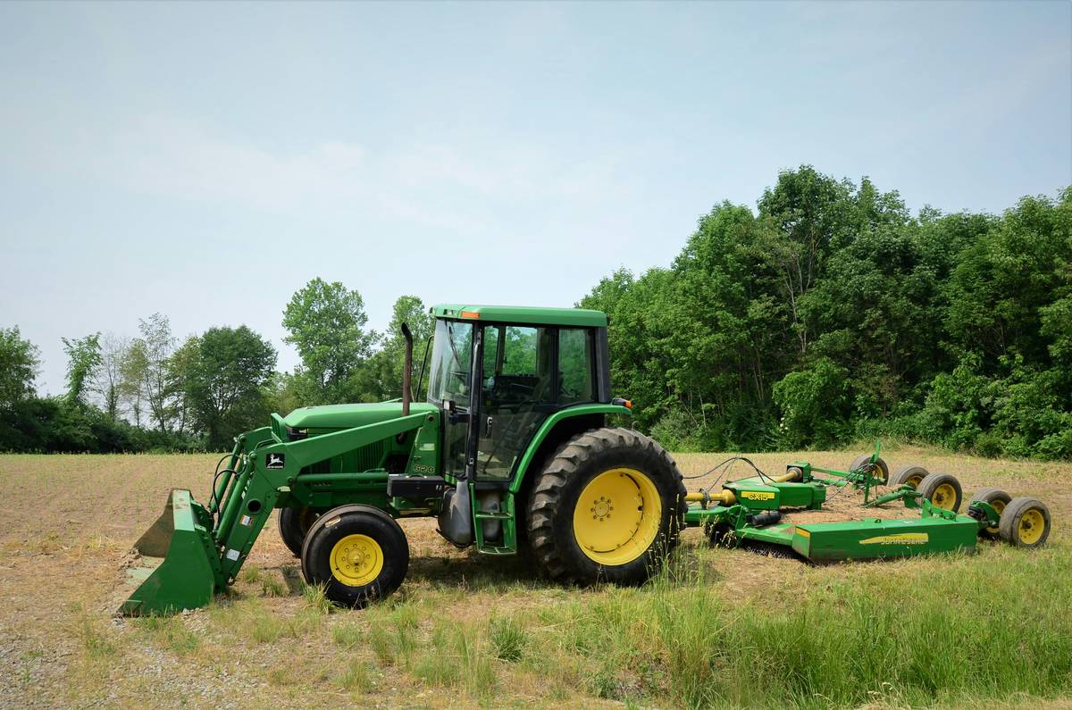 Dingo TX 1000 with cultivating attachment tilling raised garden beds in a suburban backyard